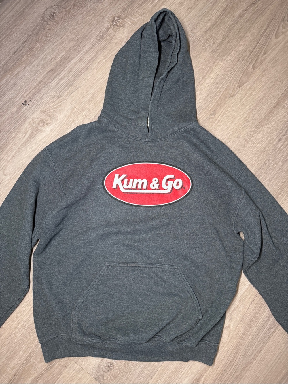 Dark Gray Crewneck Hoodie with Red Logo